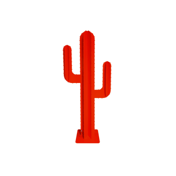 COLLECTION DÉCO JARDIN - Cactus 2 branches 6 feuilles en métal (alu) rouge H 1,20m