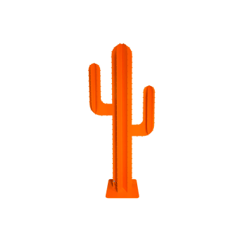 COLLECTION DÉCO JARDIN - Cactus 2 branches 6 feuilles en métal (alu) orange H 1,20m