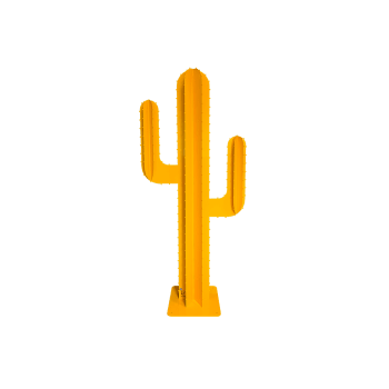 COLLECTION DÉCO JARDIN - Cactus 2 branches 6 feuilles en métal (alu) jaune H 1,20m