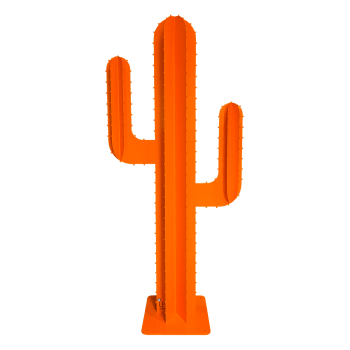 COLLECTION DÉCO JARDIN - Cactus 2 branches 6 feuilles en métal (alu) orange H 1,70m