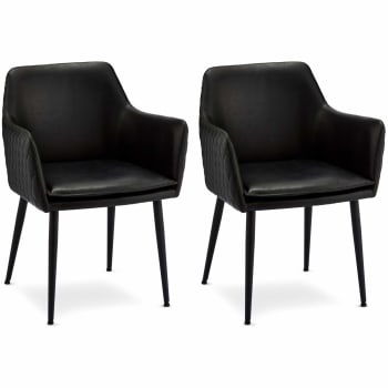 SHIVA - Lot de 2 chaises avec accoudoirs en simili noir