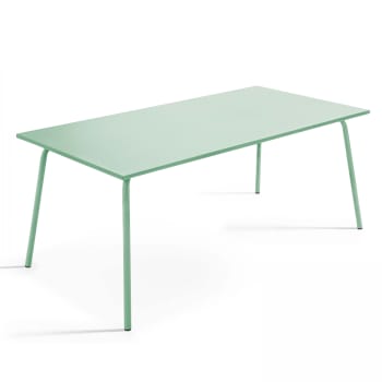Palavas - Table de jardin rectangulaire en métal vert sauge 120 cm