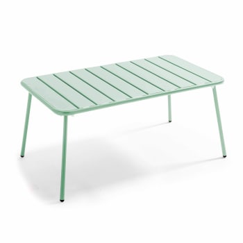 Palavas - Table basse de jardin acier vert sauge 90 x 50 cm
