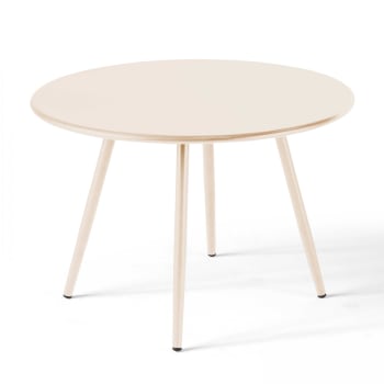 Palavas - Table basse de jardin ronde en métal ivoire 40 cm