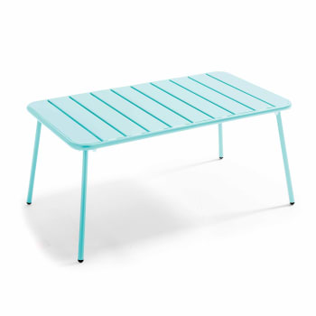 Palavas - Table basse de jardin acier turquoise 90 x 50 cm