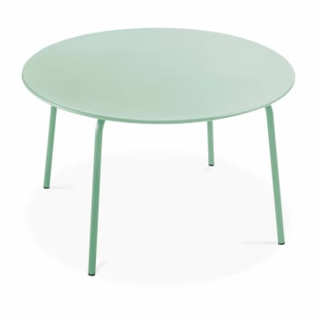 Palavas - Table de jardin ronde en acier vert sauge 120 cm