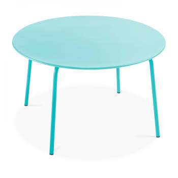 Palavas - Table de jardin ronde en acier turquoise 120 cm