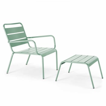 Oviala Palavas Sedia Da Giardino In Metallo Verde Salvia - Impilabile, Robustezza Anticorrosione, Design Industriale, Dimensioni 55x83 Cm