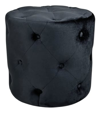 HONEY - Pouf in velluto capitonné nero