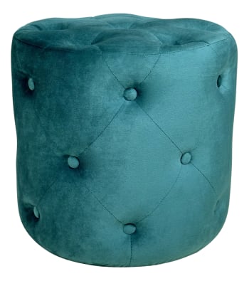 HONEY - Pouf in velluto capitonné verde petrolio