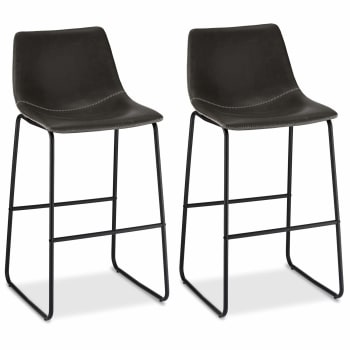 INDIANA - Lot de 2 chaise de bar en simili gris H72
