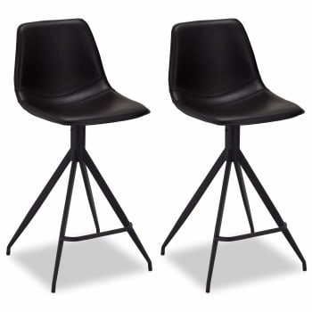 ISABEL - Lot de 2 chaise de bar en simili noir H70