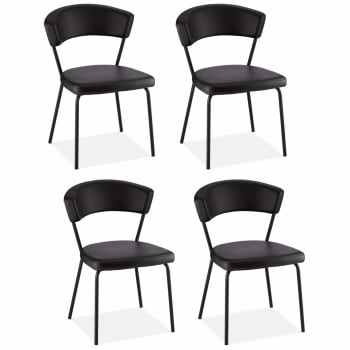 PREBEN - Lot de 4 chaises en simili noir
