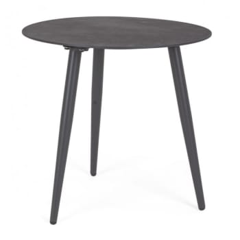 Ridley - Table basse d'extérieur ronde en aluminium gris
