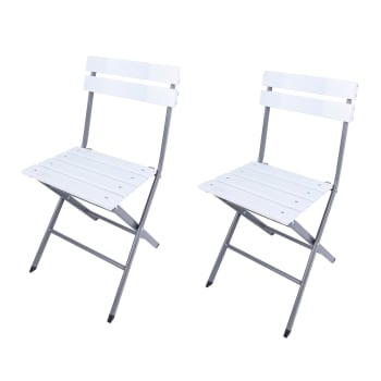 SOLE - Lot de 2 chaises de jardin pliantes en plastique blanc et gris