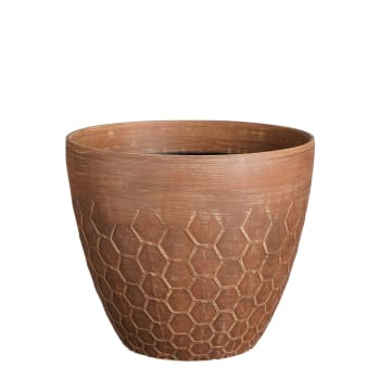 Vaso fioriera in polietilene marrone per casa e giardino H 23 cm