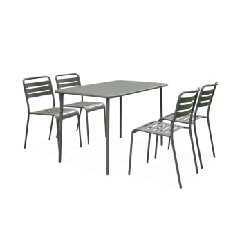 Amélia - Ensemble de jardin en acier savane table et 4 chaises
