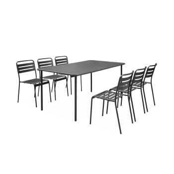 Amélia - Ensemble de jardin en métal anthracite table et 6 chaises