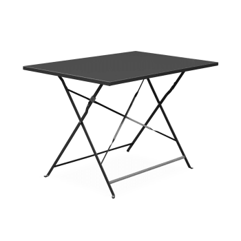 Emilia 110x70cm - Table de jardin bistrot pliable rectangle 4 places anthracite