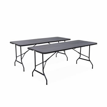 2 tables fiesta - Juego de 2 mesas de recepción, 180cm gris