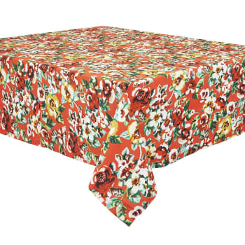 RITA - Großformatige Tischdecke aus Baumwolle Floraler Druck Rot 140x235