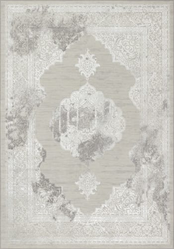 Azra - Orientalischer Vintage Teppich Weiß/Grau 160x213