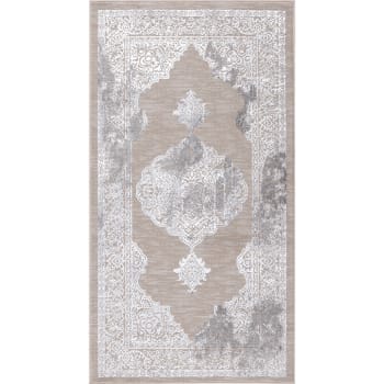 Tapis vintage oriental beige et bordeaux 80x150 cm