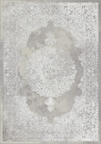Tappeto da soggiorno classico beige crema grigio fiori 120x170 VALLEY