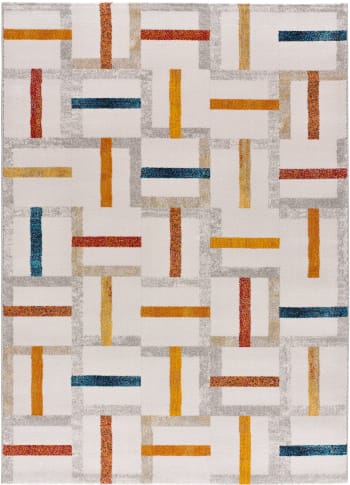 DUNIA - Tappeto geometrico multicolore, 80X150 cm
