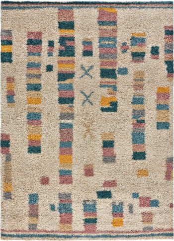 ULAI - Tappeto shaggy di design scandinavo multicolore, 133X190 cm