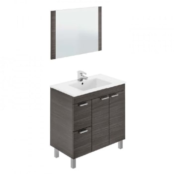 AKTIVA - Mueble de baño con lavabo y espejo gris ceniza