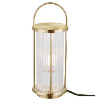 LINTON - Lámpara de mesa exterior vintage dorado con protección de cristal