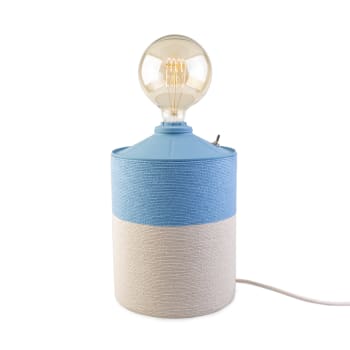 Snor - Lámpara artesanal de metal reciclado beige y azul 48x20 cm