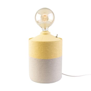 Snor - Lámpara artesanal de metal reciclado beige y amarillo 48x20 cm