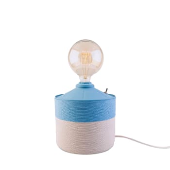 Snor - Lámpara artesanal de metal reciclado beige y azul 37x20 cm