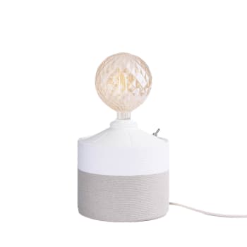 Nordisk - Lámpara artesanal de metal reciclado beige y blanco 37x20 cm