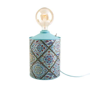 Telhas - Lámpara artesanal de metal reciclado multicolor 48x20 cm