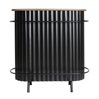 MEYSSE - Barra de bar, de madera roble, en color negro, de 110x45x106cm