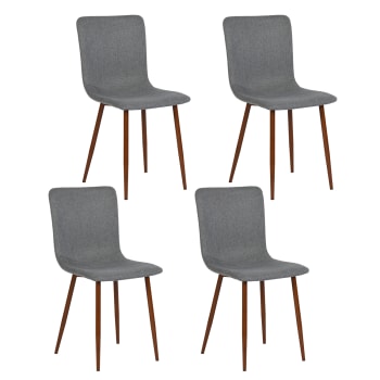 Juego de 4 sillas de comedor tapizadas en tela gris