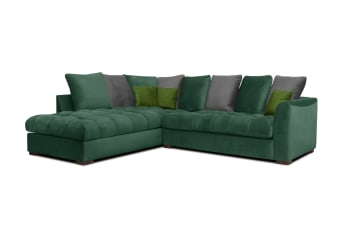 Bardi - Canapé d'angle gauche 5 places tissu vert