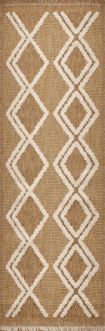 Tappeto con motivi a croce in lana spessa beige 120x170 Boho