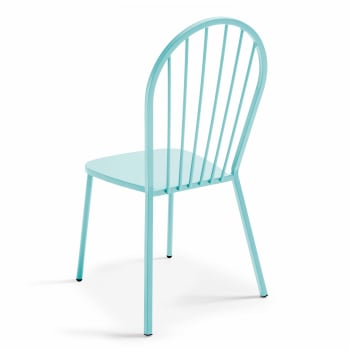 Honfleur - Chaise bistrot de jardin en métal turquoise