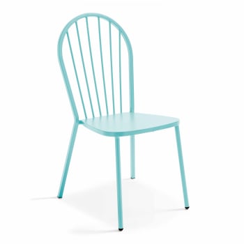 Honfleur - Chaise bistrot de jardin en métal turquoise