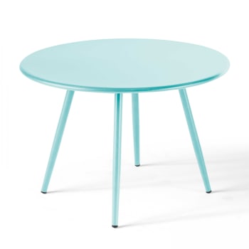 Palavas - Table basse ronde en métal turquoise 40 cm