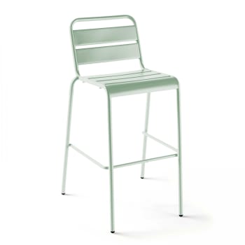 Palavas - Chaise haute de jardin en métal vert sauge