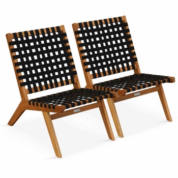 Bondy - Lote de 2 sillones reclinables de madera de eucalipto negro