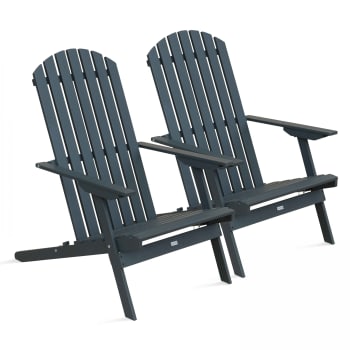 Calgary - Lot de 2 fauteuils pliant en bois d'eucalyptus gris