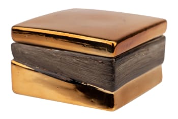 Caja dorado de cerámica 12.5x12.5x8cm
