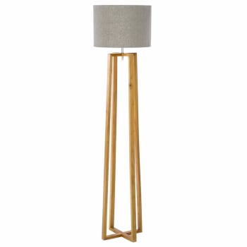 Lámpara de pie nórdica de madera marrón de 36x149 cm