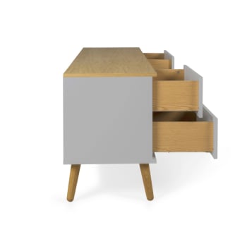 Mueble para TV pequeño con dos cajones fabricado en madera de teca  reciclada Ancient Wisdom